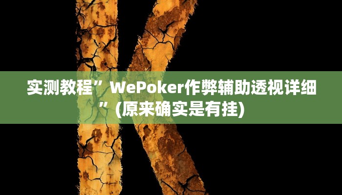 实测教程”HHpoker透视底牌软件”(原来确实是有挂)