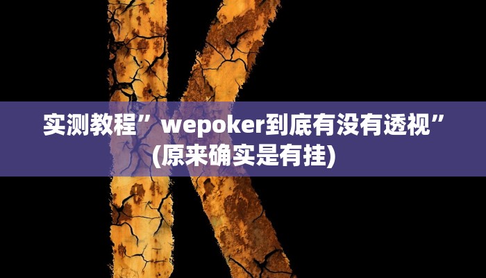 实测辅助”人海大厅开挂透视”详细开挂教程