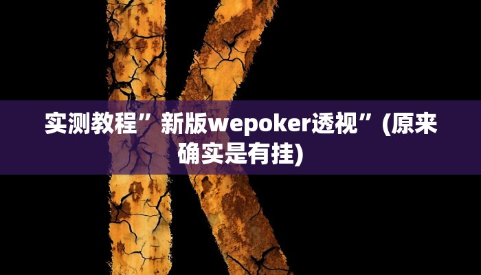 辅助神器“wepoker怎么开挂透视”其实确实有挂