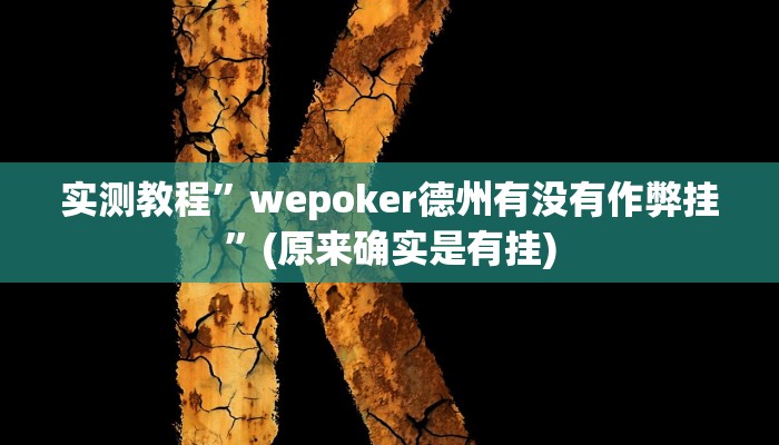 实测教程”wepoker透视挂到底是真的假的”(原来确实是有挂)