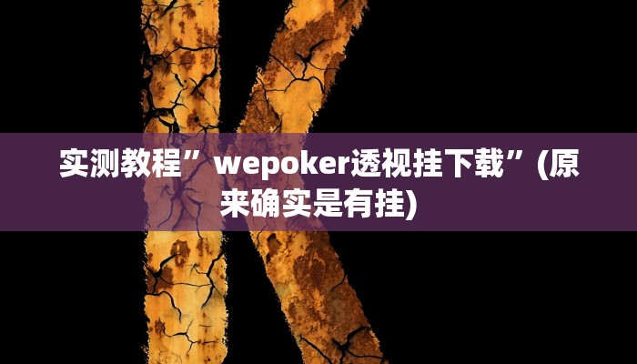 实测教程”wepoker透视挂下载”(原来确实是有挂)