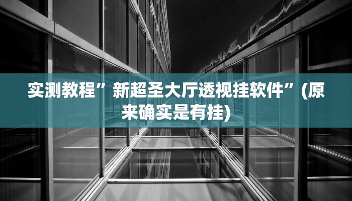 实测教程”新超圣大厅透视挂软件”(原来确实是有挂)
