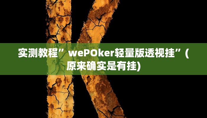 实测教程”wePOker轻量版透视挂”(原来确实是有挂)