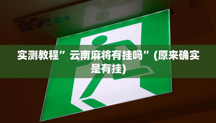 实测教程”云南麻将有挂吗”(原来确实是有挂)