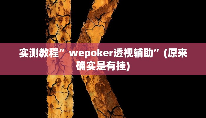 实测教程”wepoker透视辅助”(原来确实是有挂)
