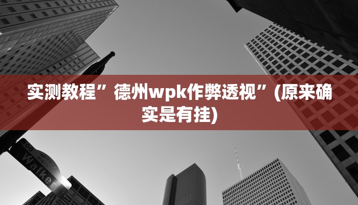 实测教程”德州wpk作弊透视”(原来确实是有挂)