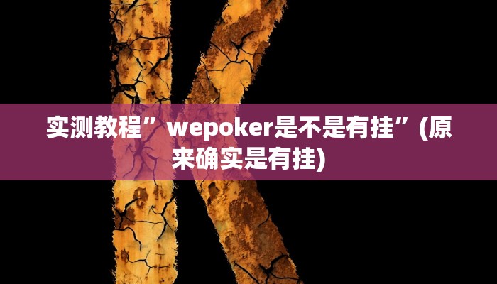 实测教程”wepoker是不是有挂”(原来确实是有挂)