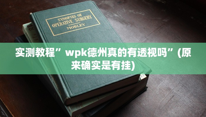 实测教程”wpk德州真的有透视吗”(原来确实是有挂)