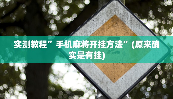 实测教程”手机麻将开挂方法”(原来确实是有挂)