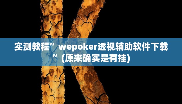 实测教程”wepoker透视辅助软件下载”(原来确实是有挂)