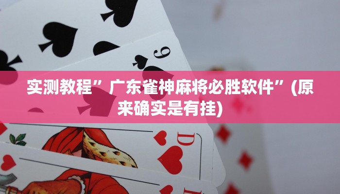 实测教程”广东雀神麻将必胜软件”(原来确实是有挂)