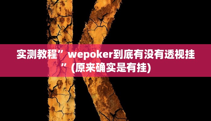 实测教程”wepoker到底有没有透视挂”(原来确实是有挂)