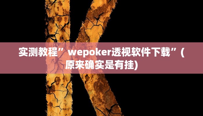 实测教程”wepoker透视软件下载”(原来确实是有挂)