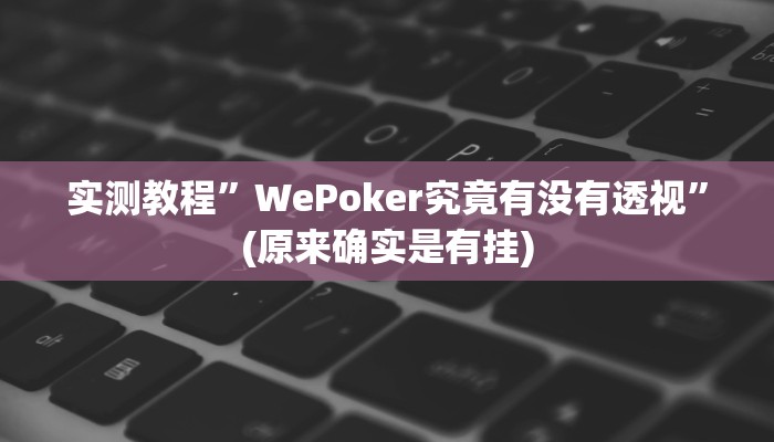 实测教程”WePoker究竟有没有透视”(原来确实是有挂)