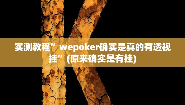 实测教程”wepoker确实是真的有透视挂”(原来确实是有挂)