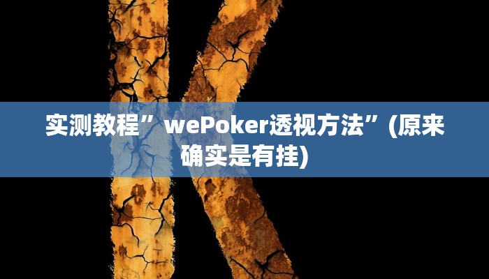 实测教程”wePoker透视方法”(原来确实是有挂)