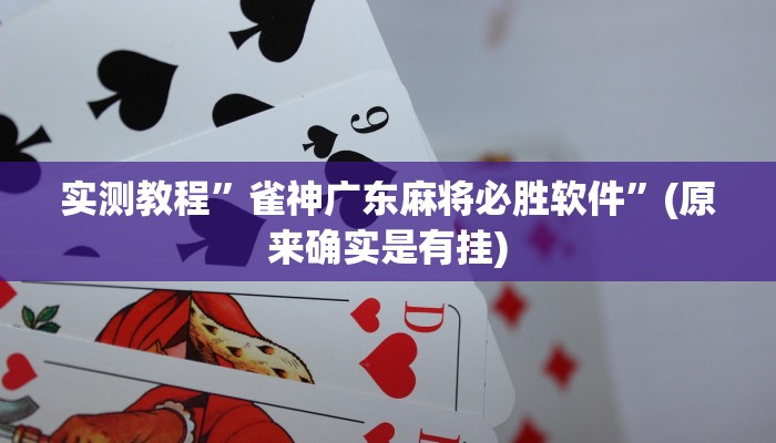 实测教程”雀神广东麻将必胜软件”(原来确实是有挂)