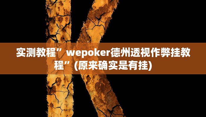 实测教程”wepoker德州透视作弊挂教程”(原来确实是有挂)