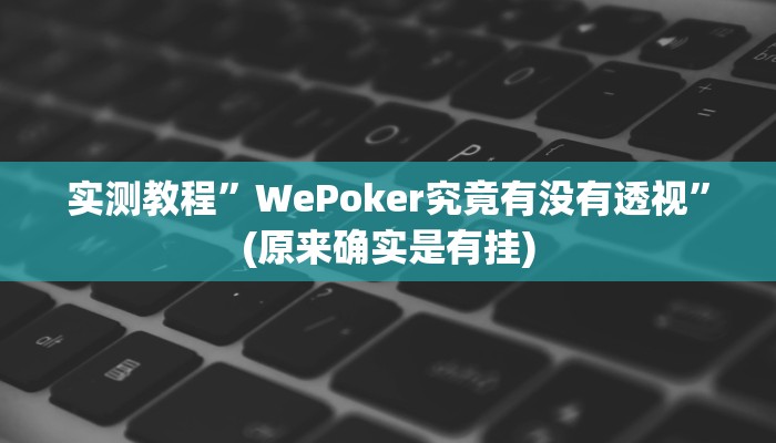 实测教程”WePoker究竟有没有透视”(原来确实是有挂)