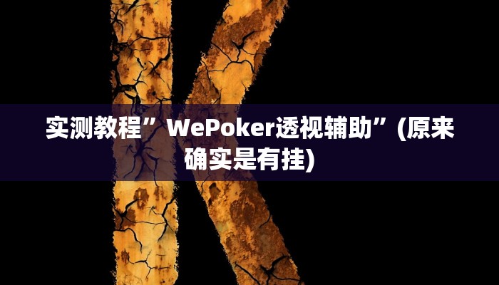 实测教程”WePoker透视辅助”(原来确实是有挂)