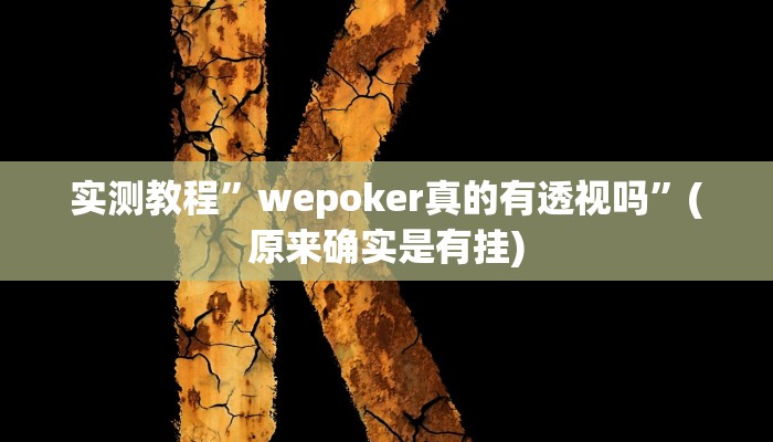 实测教程”wepoker真的有透视吗”(原来确实是有挂)