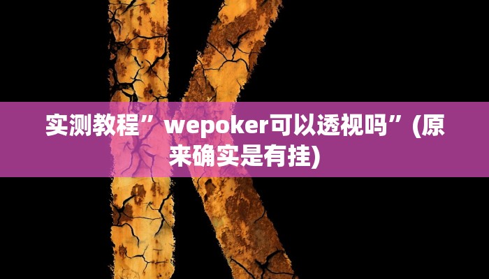 实测教程”wepoker透视挂购买”(原来确实是有挂)