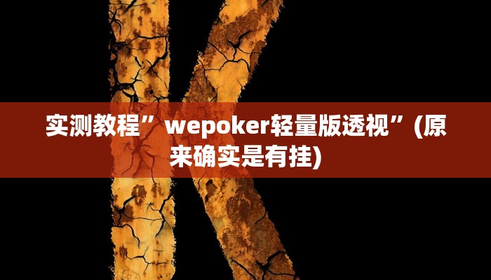 实测教程”wepoker轻量版透视”(原来确实是有挂)