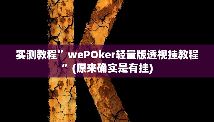 实测教程”wePOker轻量版透视挂教程”(原来确实是有挂)