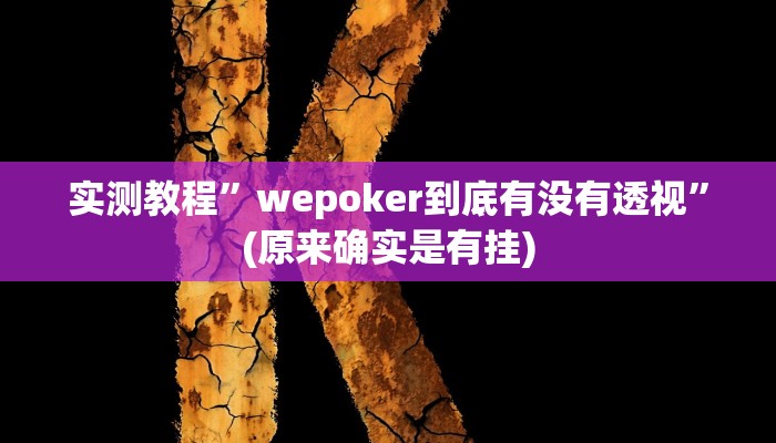 实测教程”wepoker到底有没有透视”(原来确实是有挂)