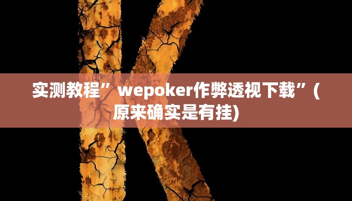 实测教程”wepoker作弊透视下载”(原来确实是有挂)