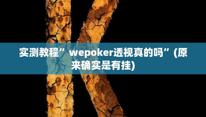 实测教程”wepoker透视真的吗”(原来确实是有挂)