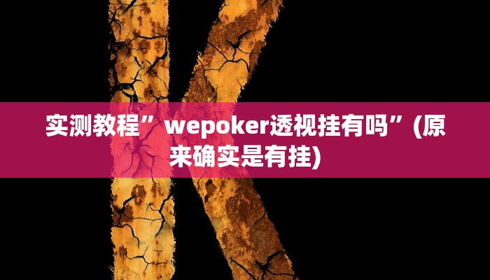 实测教程”wepoker透视挂有吗”(原来确实是有挂)