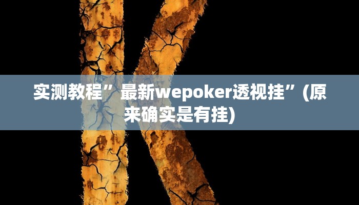 实测教程”最新wepoker透视挂”(原来确实是有挂)