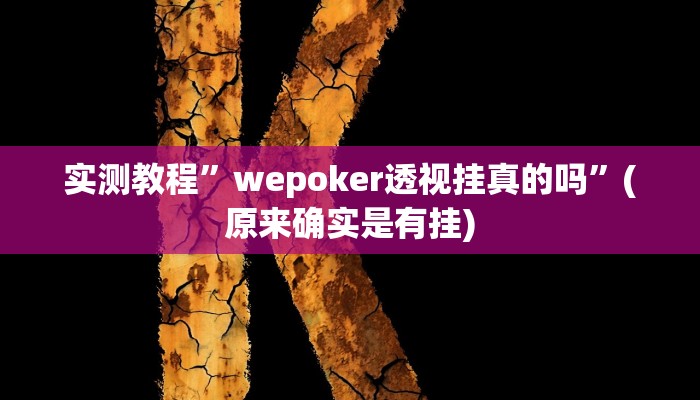 实测教程”wepoker透视挂真的吗”(原来确实是有挂)