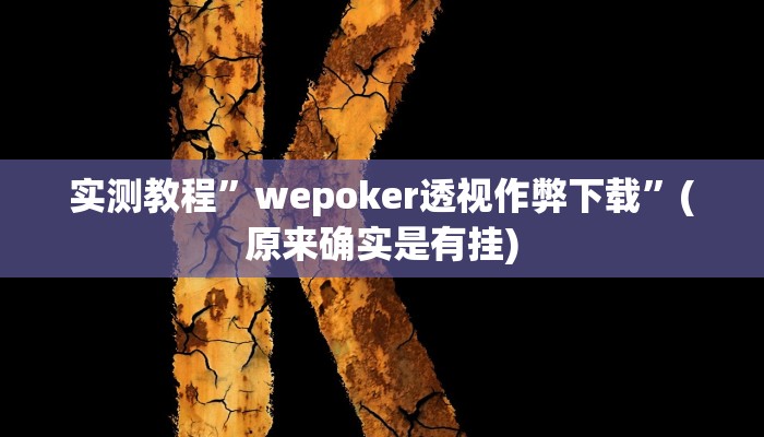 实测教程”wepoker透视作弊下载”(原来确实是有挂)