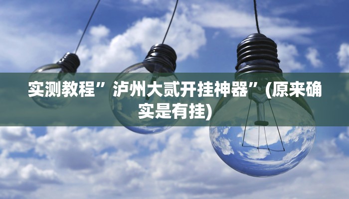 实测教程”泸州大贰开挂神器”(原来确实是有挂)
