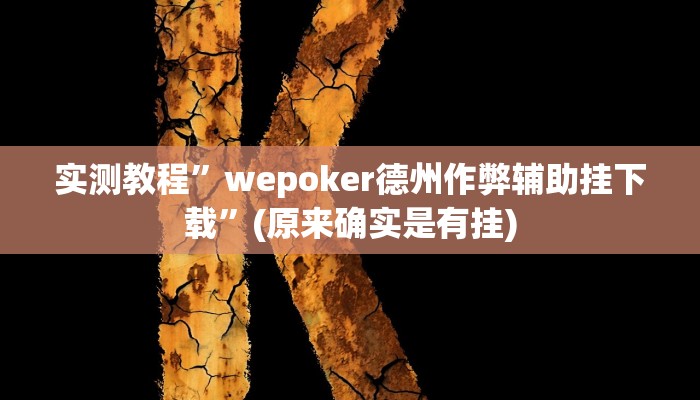 实测教程”wepoker德州作弊辅助挂下载”(原来确实是有挂)