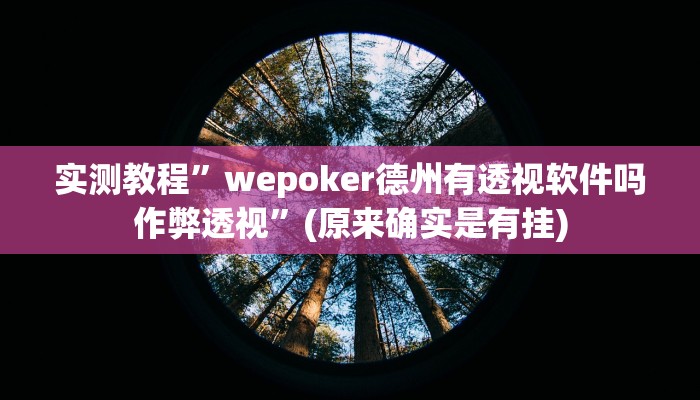 实测教程”wepoker德州有透视软件吗作弊透视”(原来确实是有挂)