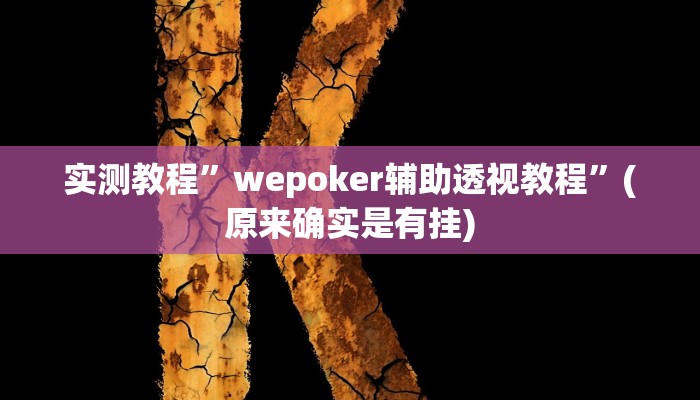 实测教程”wepoker辅助透视教程”(原来确实是有挂)