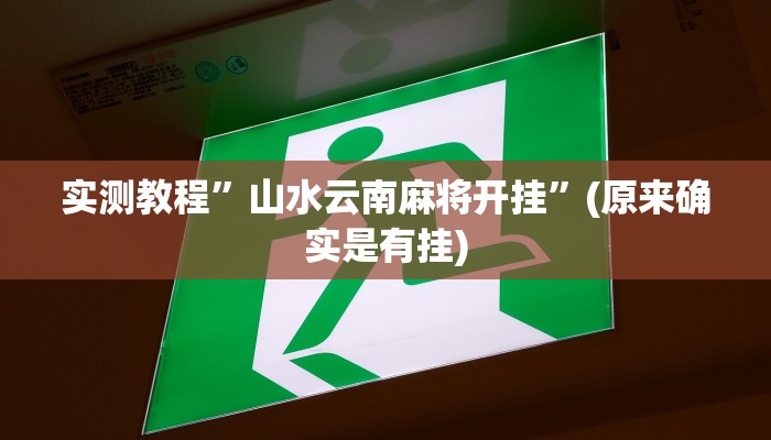 实测教程”山水云南麻将开挂”(原来确实是有挂)