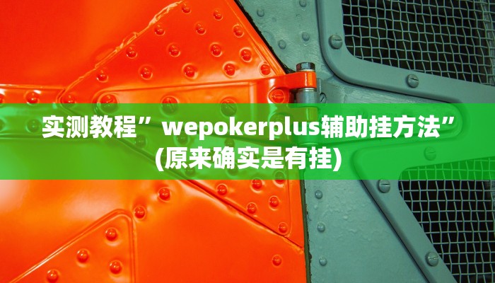 实测教程”wepokerplus辅助挂方法”(原来确实是有挂)