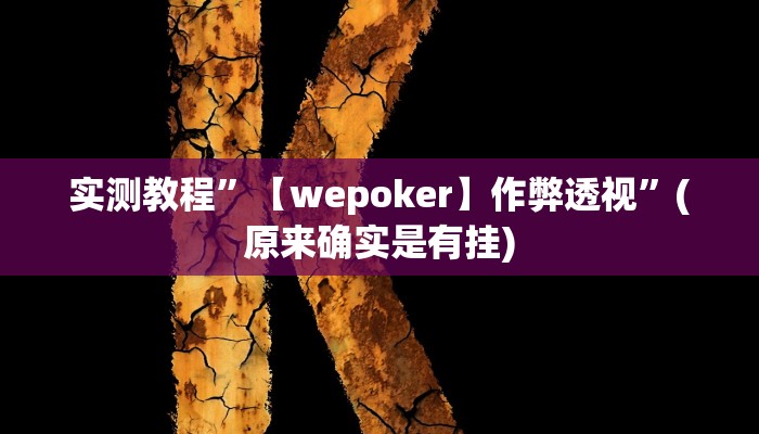 实测教程”【wepoker】作弊透视”(原来确实是有挂)