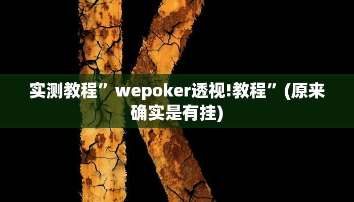 实测教程”wepoker透视!教程”(原来确实是有挂)