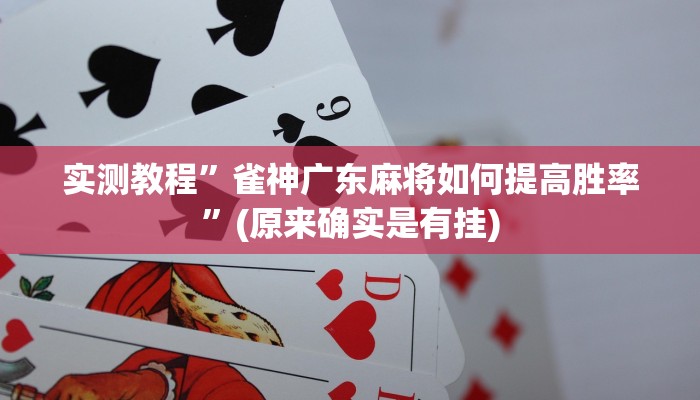 实测教程”雀神广东麻将如何提高胜率”(原来确实是有挂)