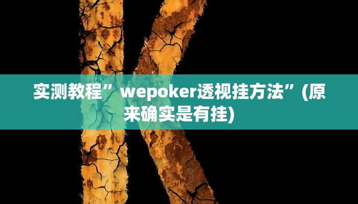实测教程”wepoker透视挂方法”(原来确实是有挂)