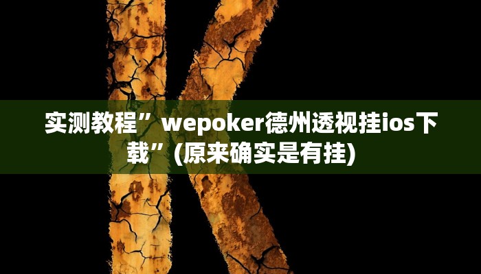 实测教程”wepoker德州透视挂ios下载”(原来确实是有挂)