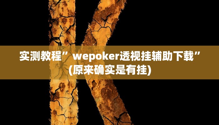 实测教程”wepoker透视挂辅助下载”(原来确实是有挂)