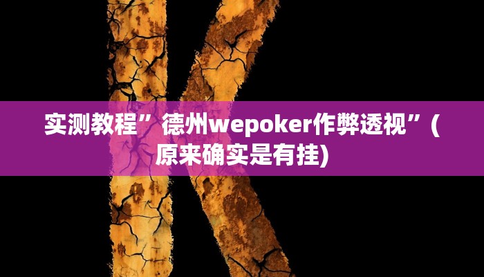 实测教程”德州wepoker作弊透视”(原来确实是有挂)