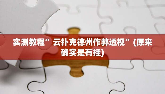 实测教程”云扑克德州作弊透视”(原来确实是有挂)