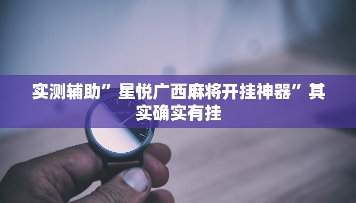实测辅助”星悦广西麻将开挂神器”其实确实有挂